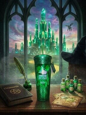 Wicked Unbreakable Bond Green Textured Travel Tumbler with Straw